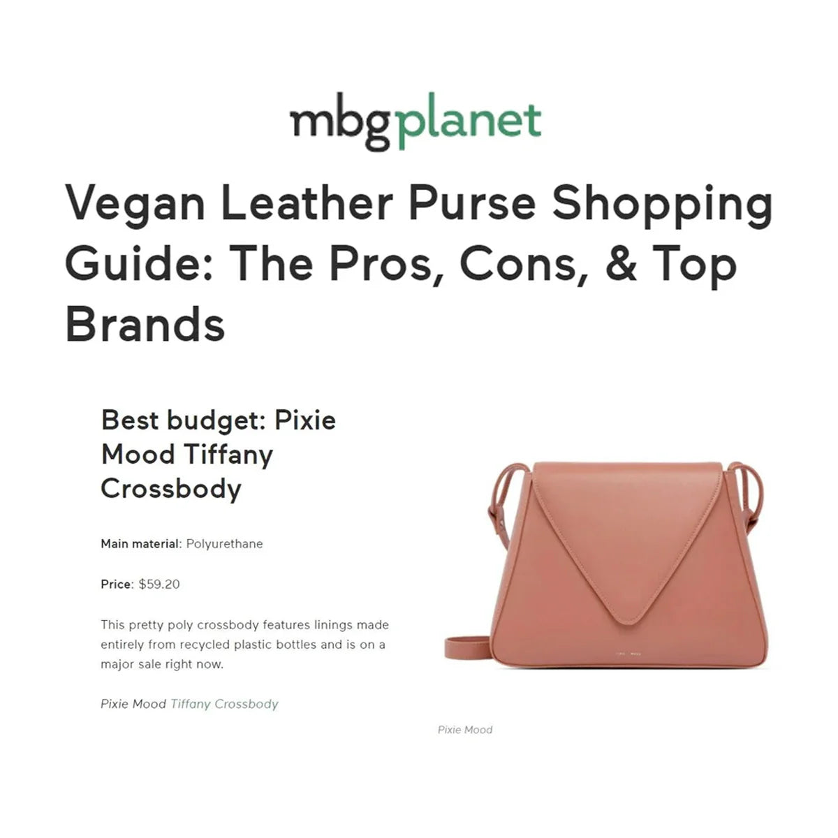 mindbodygreen: Vegan Leather Purse Shopping Guide